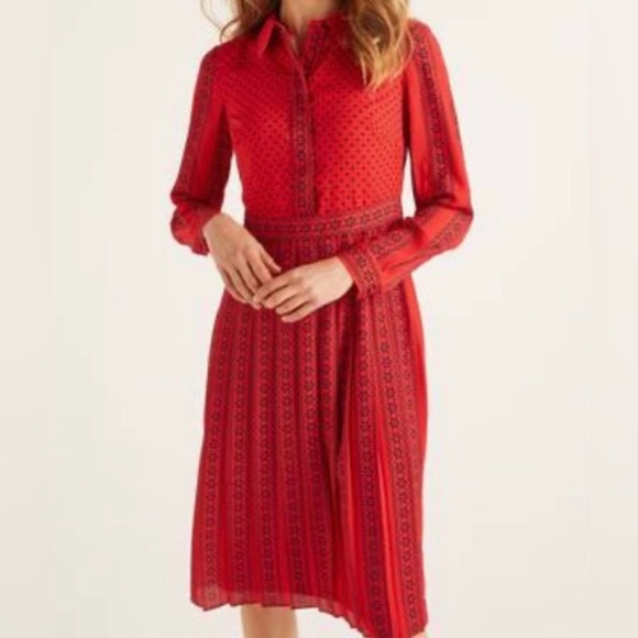 Boden Clemency Retro Shirt Dress in post box red. Long sleeve. 4R. Like new! - Picture 2 of 8